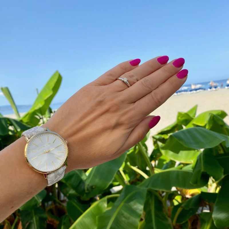 Michael Kors Pyper Quartz Silver Dial White Leather Strap Watch For Women - MK2858 Authentic Buy Shop Now