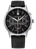 Tommy Hilfiger Kyle Quartz Black Dial Black Leather Strap Watch for Men - 1791630 Authentic Buy Shop Now