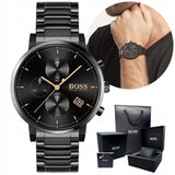 Hugo Boss Integrity Black Dial Black Steel Strap Watch for Men - 1513780 Authentic Buy Shop Now