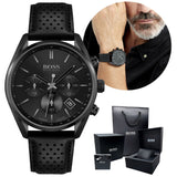 Hugo Boss Champion Black Dial Black Leather Strap Watch for Men - 1513880 Authentic Buy Shop Now
