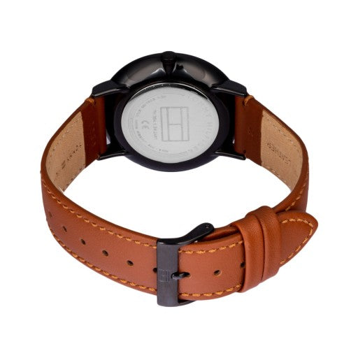 Tommy Hilfiger Brooklyn Quartz Black Dial Brown Leather Strap Watch for Men - 1791510 Authentic Buy Shop Now