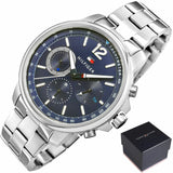 Tommy Hilfiger London Chronograph Quartz Blue Dial Silver Steel Strap Watch for Men - 1791534 Authentic Buy Shop Now