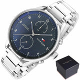 Tommy Hilfiger Chase Multifunction Blue Dial Silver Steel Strap Watch for Men - 1791575 Authentic Buy Shop Now