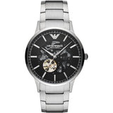 Emporio Armani Meccanico Automatic Black Dial Silver Steel Strap Watch For Men - AR60055 Authentic Buy Shop Now