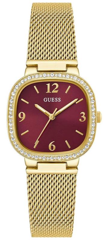 Guess Quartz Red Dial Gold Mesh Strap Watch For Women - GW0354L4 Authentic Buy Shop Now