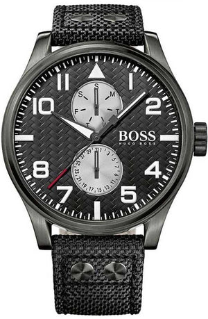 Hugo Boss Aeroliner Maxx Quartz Black Dial Black Nylon Strap Watch For Men - HB1513086 Authentic Buy Shop Now