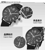 Calvin Klein Post Minimal Chronograph Black Dial Black Leather Strap Watch for Men - K7627401 Authentic Buy Shop Now