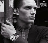 Emporio Armani Gianni White Dial Black Leather Strap Watch For Men - AR0385 Authentic Buy Shop Now