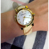 Burberry The City Diamonds Mother of Pearl Dial Brown Leather Strap Watch for Women - BU9226 Authentic Buy Shop Now