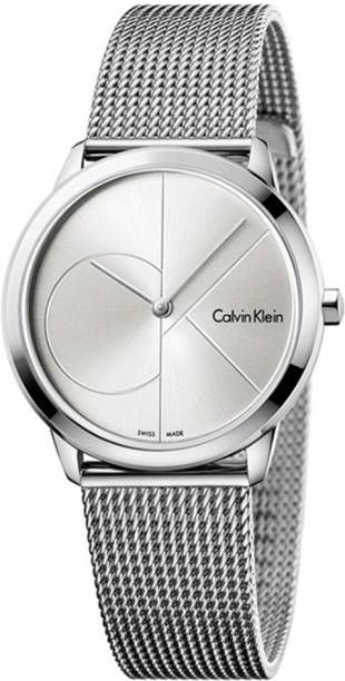 Calvin Klein Minimal Silver Dial Silver Mesh Bracelet Watch for Men - K3M2112Z Authentic Buy Shop Now