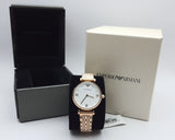 Emporio Armani Gianni T-Bar Quartz White Dial Rose Gold Steel Strap Watch For Women - AR11267 Authentic Buy Shop Now