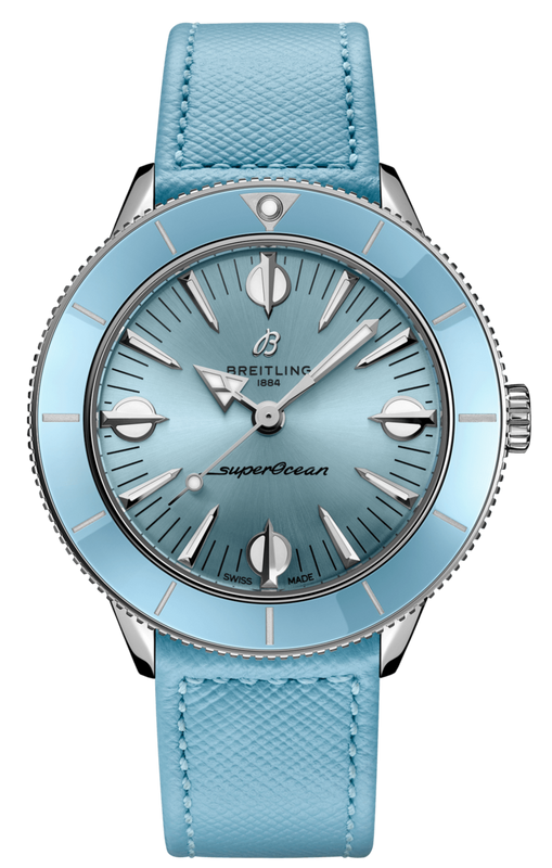 Breitling Superocean Heritage '57 Pastel Paradise Blue Dial Blue Leather Strap Watch for Women - A10340161C1X1 Authentic Buy Shop Now