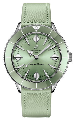 Breitling Superocean Heritage '57 Pastel Paradise Green Dial Green Leather Strap Watch for Women - A10340361L1X1 Authentic Buy Shop Now