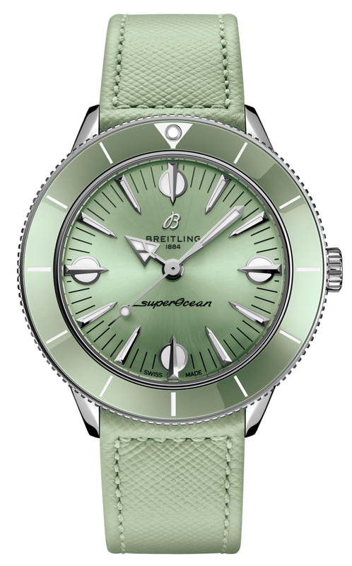 Breitling Superocean Heritage '57 Pastel Paradise Green Dial Green Leather Strap Watch for Women - A10340361L1X1 Authentic Buy Shop Now