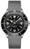 Breitling Superocean Heritage '57 Black Dial Silver Mesh Bracelet Watch for Men - A10370121B1A1 Authentic Buy Shop Now