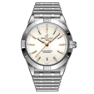 Breitling Chronomat Automatic 36 White Dial Silver Steel Strap Watch for Women - A10380101A2A1 Authentic Buy Shop Now