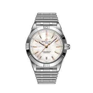 Breitling Chronomat 36 Mother of Pearl Dial Silver Steel Strap Watch for Women - A10380101A4A1 Authentic Buy Shop Now
