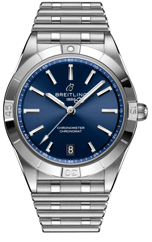 Breitling Chronomat Automatic 36 Blue Dial Silver Steel Strap Watch for Women - A10380101C1A1 Authentic Buy Shop Now