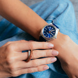 Breitling Chronomat Automatic 36 South Sea Blue Dial Blue Leather Strap Watch for Women - A10380611C1P1 Authentic Buy Shop Now