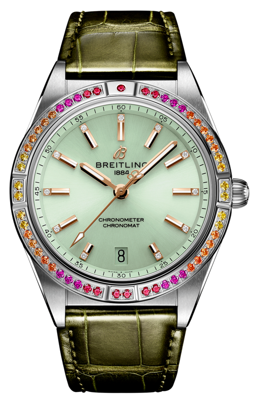 Breitling Chronomat Automatic 36 South Sea Green Dial Green Leather Strap Watch for Women - A10380611L1P1 Authentic Buy Shop Now