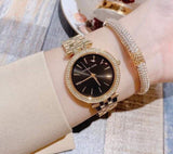 Michael Kors Mini Darci Quartz Black Dial Gold Steel Strap Watch For Women - MK3738 Authentic Buy Shop Now