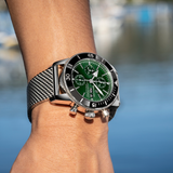 Breitling Superocean Heritage Chronograph 44 Green Dial Silver Mesh Bracelet Watch for Men - A13313121L1A1 Authentic Buy Shop Now