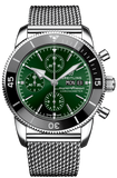 Breitling Superocean Heritage Chronograph 44 Green Dial Silver Mesh Bracelet Watch for Men - A13313121L1A1 Authentic Buy Shop Now
