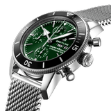Breitling Superocean Heritage Chronograph 44 Green Dial Silver Mesh Bracelet Watch for Men - A13313121L1A1 Authentic Buy Shop Now