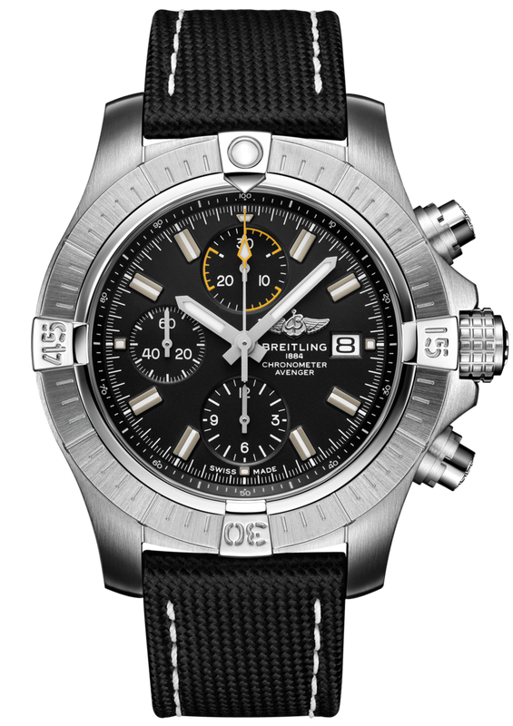 Breitling Avenger Chronograph 45mm Black Dial Black Leather Strap Watch for Men - A13317101B1X1 Authentic Buy Shop Now