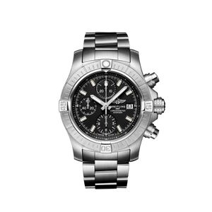 Breitling Avenger Chronograph 43 Black Dial Silver Steel Strap Watch for Men - A13385101B1A1 Authentic Buy Shop Now