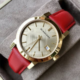 Burberry The City Gold Dial Red Leather Strap Watch for Women - BU9140 Authentic Buy Shop Now