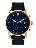 Fossil The Commuter Blue Dial Blue Leather Strap Watch for Men - FS5404 Authentic Buy Shop Now