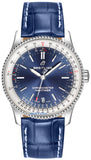 Breitling Navitimer Automatic 38mm Blue Dial Blue Leather Strap Mens Watch - A17325211C1P1 Authentic Buy Shop Now