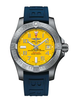 Breitling Avenger II Seawolf Yellow Dial Blue Rubber Strap 45mm Mens Watch - A1733110/I519/157S Authentic Buy Shop Now