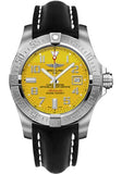 Breitling Avenger II Seawolf Yellow Dial Black Leather Strap 45mm Mens Watch - A1733110/I519/436X Authentic Buy Shop Now