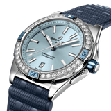 Breitling Super Chronomat Automatic 38 Diamonds Blue Dial Blue Rubber Strap Watch for Women - A17356531C1S1 Authentic Buy Shop Now