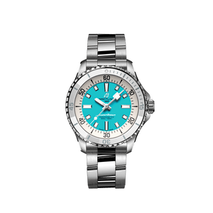 Breitling Superocean Automatic 36 Turquoise Dial Silver Steel Strap Watch for Men - A17377211C1A1 Authentic Buy Shop Now