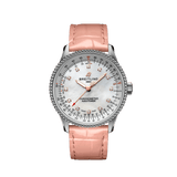 Breitling Navitimer Automatic 35 Mother of Pearl Dial Pink Leather Strap Watch for Women - A17395211A1P3 Authentic Buy Shop Now