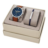 Fossil Neutra Chronograph Blue Dial Brown Leather Strap Watch for Men - FS5453 Authentic Buy Shop Now