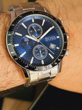 Hugo Boss Rafale Quartz Blue Dial Silver Steel Strap Watch for Men - 1513510 Authentic Buy Shop Now