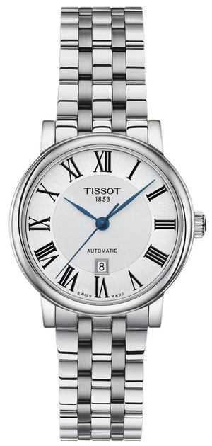 Tissot T Classic Carson Premium Automatic Lady Silver Dial Silver Steel Strap Watch for Women - T122.207.11.033.00 Authentic Buy Shop Now