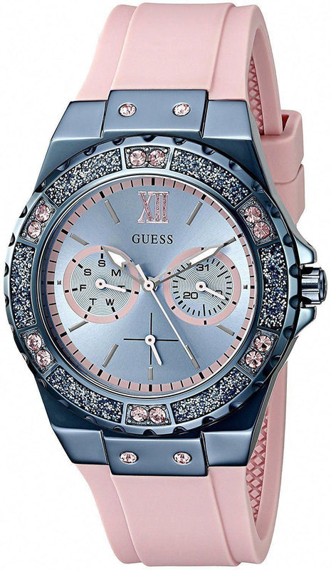 Guess Limelight Blue Dial Pink Rubber Strap Watch For Women - W0775L5 Authentic Buy Shop Now