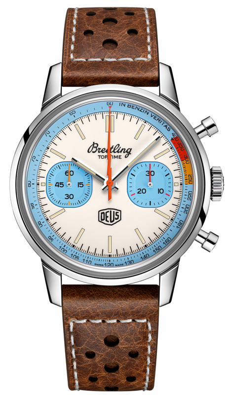 Breitling Top Time Deus Limited Edition White Dial Brown Leather Strap Watch for Men - A233112A1A1X1 Authentic Buy Shop Now