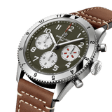 Breitling Avi Chronograph 42 Curtiss Warhawk Green Dial Brown Leather Strap Watch for Men - A233802A1L1X1 Authentic Buy Shop Now