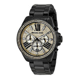 Michael Kors Wren Chronograph Gold Dial Black Steel Strap Watch for Women - MK5961 Authentic Buy Shop Now