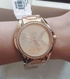 Michael Kors Bradshaw Quartz Rose Gold Dial Rose Gold Steel Strap Watch For Women - MK6556 Authentic Buy Shop Now