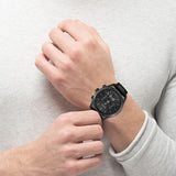 Hugo Boss Blackout Chronograph Black Dial Black Leather Strap Watch For Men - HB1512567 Authentic Buy Shop Now