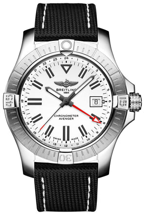 Breitling Avenger Automatic GMT 43 White Dial Black Nylon Strap Watch for Men - A32397101A1X1 Authentic Buy Shop Now
