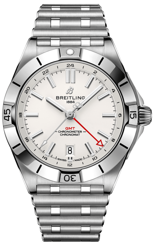 Breitling Chronomat GMT 40 White Dial Silver Steel Strap Watch for Men - A32398101A1A1 Authentic Buy Shop Now