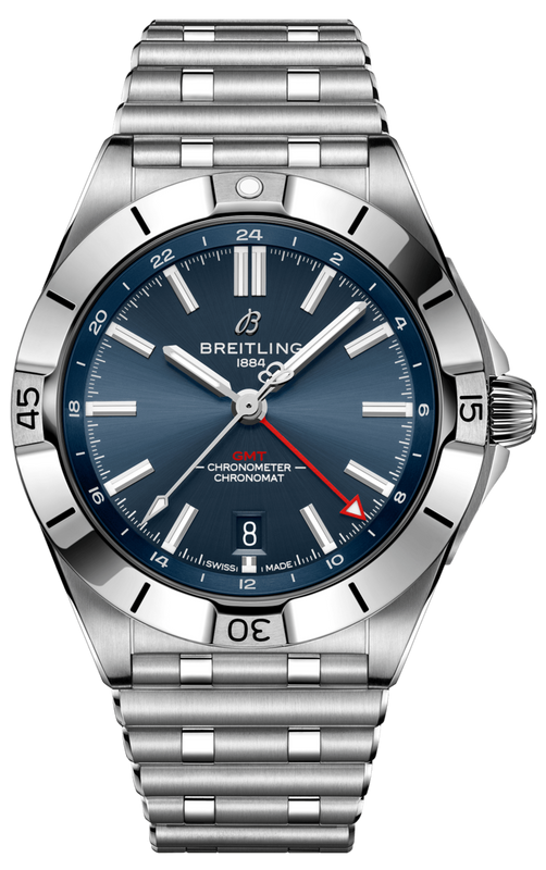 Breitling Chronomat GMT 40 Blue Dial Silver Steel Strap Watch for Men - A32398101C1A1 Authentic Buy Shop Now